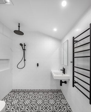 Monochrome bathroom interior